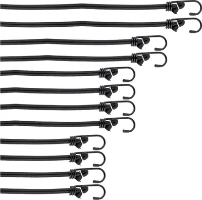 Produktbild von PRETEX 12er-Set Spanngummi mit Haken, in 4-Längen, schwarz - Gepäckspanner - Expander mit Haken - Spanngurte - extra stark für unterschiedliche Gepäckarten