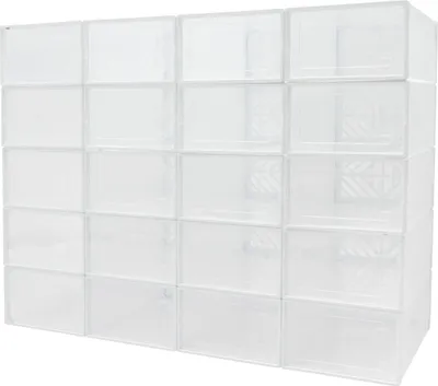 Image de 20 boîtes à chaussures empilables Organisateurs de chaussures Boîte de rangement pour chaussures blanc