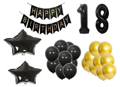 Produktbild von 18 Jahre schwarz-goldene Geburtstagsdekoration – 25 Stück – Luftballons