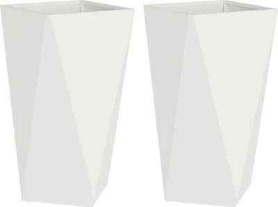 Produktbild von vidaXL Pflanzkübel 2 pcs Weiß 40 x 40 x 75 cm Stahl