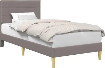 Produktbild von vidaXL Bettrahmen mit Kopfteil Taupe 90 x 190 cm Stoff