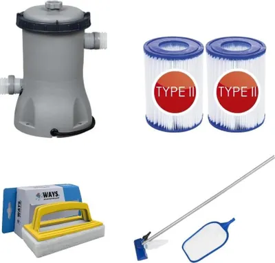 Produktbild von Bestway - Wartungsset & Filterpumpe 2006 L/u & 2 Filter Typ II & WAYS Scheuerbürste
