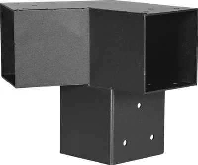 Productafbeelding van Paalverbinder Hoekverbinder - Voor Palen 92x92 mm - Koolstofstaal - Zwarte Poedercoating