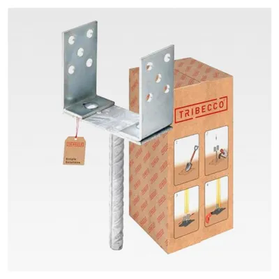 Produktbild von U-Stützenschuh mit Riffelstahldolle Ø 20 mm zum Einbetonieren, breitenverstellbar bis 160 mm, U-Pfostenschuh aus feuerverzinktem Stahl, H-Betonanker für Vierkant-Holzpfosten