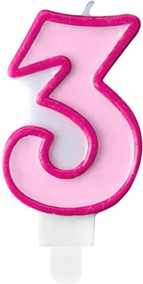 Produktbild von Geburtstagskerze Zahl 3, rosa, 7cm