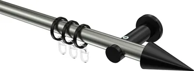 Produktbild von Interdeco Gardinenstange / Vorhangstange Edelstahl-Optik / Schwarz, Typ Platon Savio (Kegel), 20 mm Ø 1-läufig, 400 cm