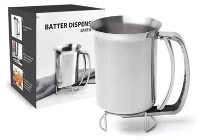 Produktbild von PIQIUQIU Edelstahl Kuchen Teigportionierer Kuchen Teigspender Backen DIY Werkzeug, um Kuchen, Pfannkuchen, Muffins, Waffeln zu Machen, 900 ml