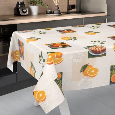 Produktbild von ANRO Wachstuch-Tischdecke 260x140cm Schnittkante Orangen