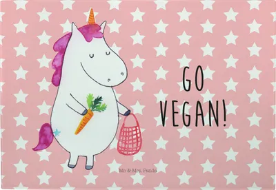 Produktbild von Mr. & Mrs. Panda Frühstücksbrett Einhorn Vegan - Rot Pastell - Geschenk, Gesund essen, Rohkost, Leben, jausenbrett, Unicorn, Veganismus, Veganer, Servierplatte