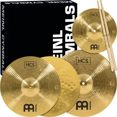 Productafbeelding van Meinl Cymbals HCS1314+10S Headliner bekkenset: 33 cm hi-hat, 35,6 cm crash, 25,4 cm splash, en Meinl SB101 drumstokken (paar)