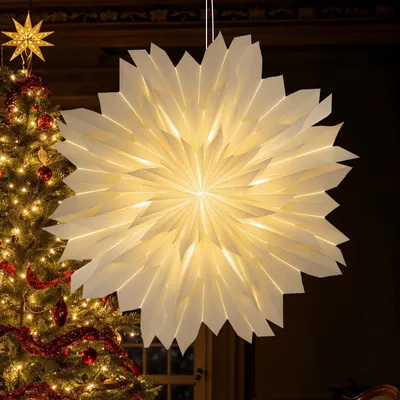 3D-Papierstern 45 cm LED warmweiß faltbar Weihnachtsdeko