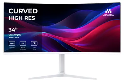 Produktbild von 34" UltraWide QHD Monitor 180 Hz gebogen WHITE - MISURA M34X3W01