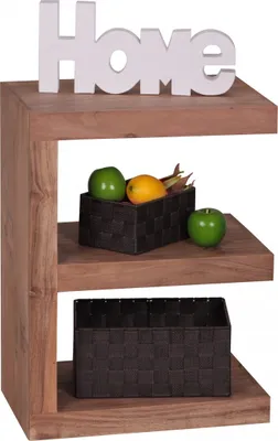 Produktbild von WOHNLING Beistelltisch MUMBAI Massivholz Akazie E Cube 60 cm hoch Wohnzimmer-Tisch Design braun Landhaus-Stil Couchtisch