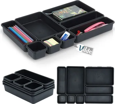 Image de Insert pour tiroirs Vilde Organisateur de tiroirs noir modulaire 8 pcs.