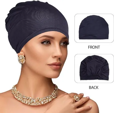 Leichte Chemomütze gegen Haarausfall - Marineblau - Atmungsaktiv - Ideal für Schlaf und täglichen Gebrauch