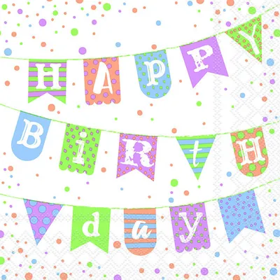 Produktbild von 20 Lunch-Servietten Birthday Garland blue