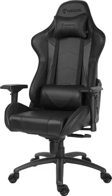 Produktbild von Paracon Knight Pro Gamin Stuhl inkl. Nackenkissen und Lendenstütze schwarz.