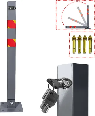 Produktbild von LZQ 1 kus Skladací parkovací stĺpik s 3 kľúčmi Univerzálny štvorcový zábranový stĺpik s výstražnými pásmi Zábranový stĺpik