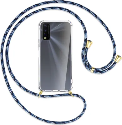 Produktbild von Handykette Backcover-Schutzhülle mit Band (Metall goldfarben) für vivo Y20s / Y11s - Blautöne