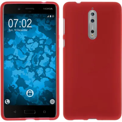 Produktbild von PhoneNatic Case kompatibel mit  Nokia 8 - rot Silikon Hülle matt Cover