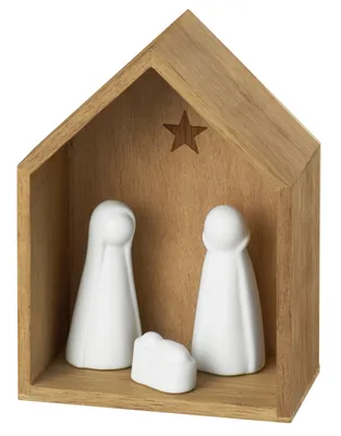 Produktbild von Räder Kleine Krippe aus Holz und Porzellan 5x12x9 cm