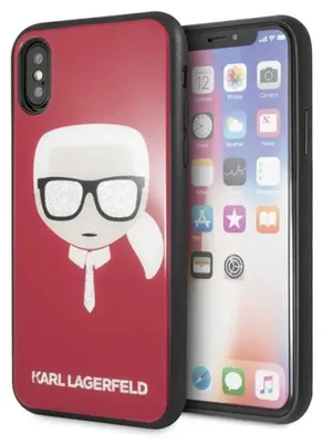 Image de Karl Lagerfeld Klhcpxdlhre Iphone X/Xsczerwony/Red Iconic Glitter Karl`s Head