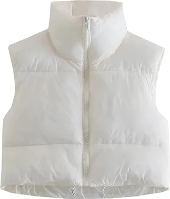 Produktbild von Damen Winter Crop Weste Leichte Ärmellose Warme Oberbekleidung Steppweste Gefütterte Weste (M)
