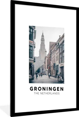 Produktbild von MuchoWow® Gerahmtes Poster Niederlande - Groningen - Architektur 60x90 cm - Poster mit Schwarzem Bilderrahmen Wandposter Rahmen Foto Bilder - Dekoration - Wandposter Wohnzimmer - Hochwertig
