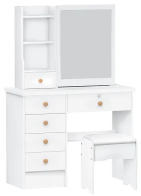 Obrázok produktu pre Konzolový stolík so zrkadlom – 6 zásuviek na make-up a šperky – moderný, minimalistický nábytok do spálne