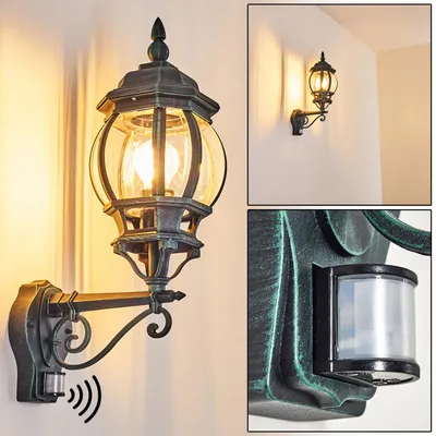 Produktbild von Meyen »Meyen« Außenwandlampe, Aluguss in Schwarz/Grün m. Kunststoff-Scheiben