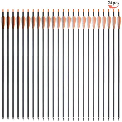 Immagine prodotto di Frecce in carbonio per tiro con l'arco - Frecce da caccia per archi ricurvi - Lunghezza: 80 cm - Materiale: carbonio composito - Resistenza (Spine): 500-550 - Diametro dell'asta: 7,8 mm - Confezione da 24 pezzi - Colore: arancione