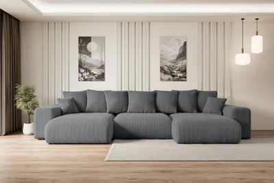 Produktbild von ALTDECOR Ecksofa mit Schlaffunktion und Bettkasten Corner Sofa Eckcouch Couch U-Form universal, links/rechts angeordnet Schlafcouch Ausziehbar Wohnlandschaft  ESKAR-U -364x176x72 cm Dunkelgrau