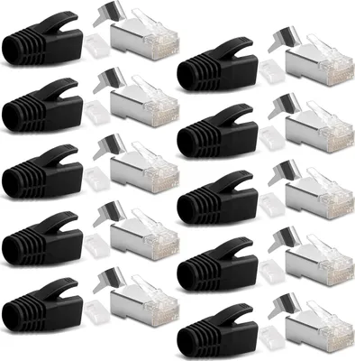 Produktbild von 10x Netzwerkstecker CAT 7 6A RJ45 LAN Netzwerk Crimp Stecker vergoldete Kontakte