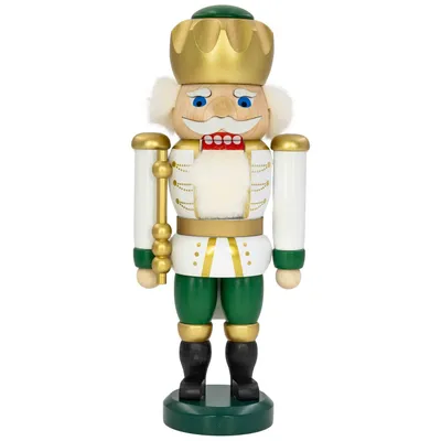Produktbild von Exklusiv König weiß-grün (25cm) Nussknacker von Seiffener Volkskunst