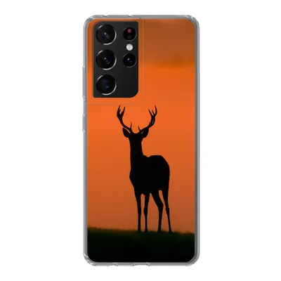 Produktbild von MuchoWow® Handyhülle Schutzhülle Hülle für Samsung Galaxy S21 Ultra Hirsch - Scherenschnitt - Nebel Silikon Softcase Handy Hülle - Mobiltelefon