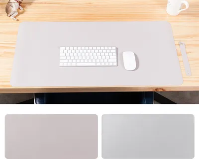 Obrázek produktu pro INFPolyuretanKožená podložka pod myš 90x45 cm - Ideální pro kancelář i domov Šedá+stříbrná E