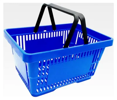 Produktbild von Einkaufskorb blau mit schwarzem Tragegriff aus Kunststoff, 28 Liter, stapelbar