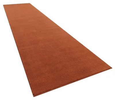 Image de Tapis lavable Salon Poils courts Couleur unie Style moderne Doux Orange Dimensions 80 x 300 cm