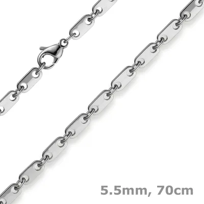Produktbild von 5,5mm Plattenkette Kette Collier aus 585 Gold Weißgold massiv 70cm Herren