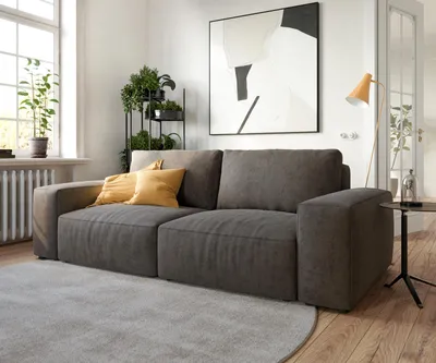 Produktbild von DELIFE Big-Sofa Lanzo 230x95 cm Mikrofaser Khakibraun
