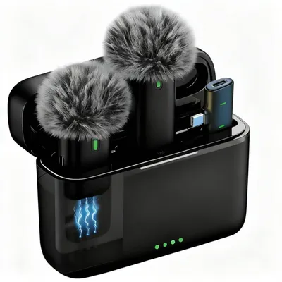 Immagine prodotto di Kit microfono lavalier wireless - Ricevitore USB-C - Autonomia della batteria di 30 ore - Nero