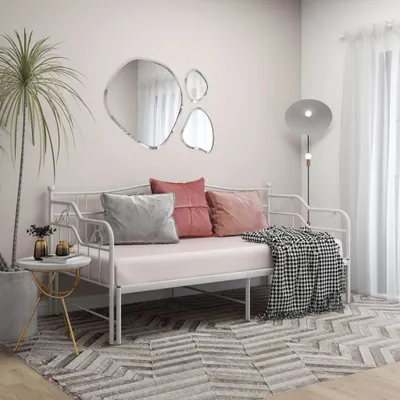 Obrázok produktu pre The Living Store Rozkladacia pohovka Biela kovová 90x200 cm