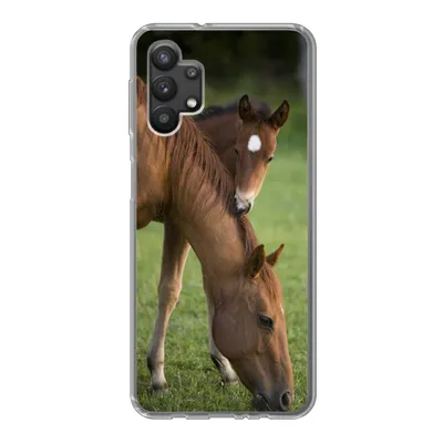Produktbild von MuchoWow® Handyhülle Schutzhülle Hülle für Samsung Galaxy A32 5G Pferde - Gras - Porträt Silikon Softcase Handy Hülle - Softcase