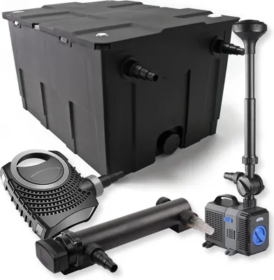 Image de SunSun Kit complet: CBF-550 Filtre de bassin jusqu'à 60000 L Biologique, CTF-8000 pompe de filtration 8000l/h 70W, CUV-324 lampe uv UVC Clarificateur avec 24W, CTP-2803 Pompe pour fontaine 3000l/h 10W