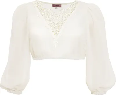 Produktbild von MarJo Damen Dirndlbluse VIECHTACH in Offwhite mit Spitzen-Details