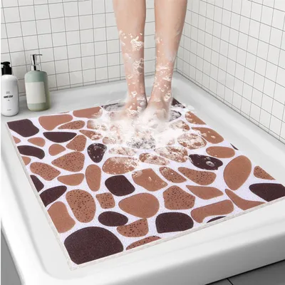 Productafbeelding van Douchemat 70 x 70 cm, antislip, PVC, luffa, voor badkamer, bruin