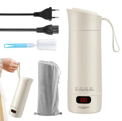 Reisewasserkocher 400 ml, 4 Temperaturstufen, tragbar, weiß