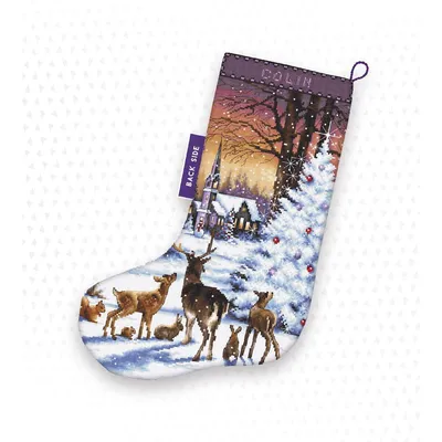 Produktbild von Letistitch Kreuzstich Set "Weihnachtsstrumpf Weihnachtsholz"; Zählmuster, 37x24,5cm