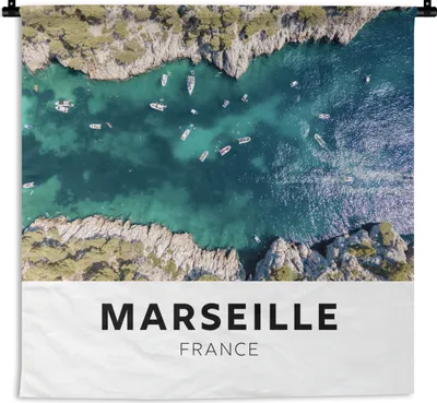Produktbild von MuchoWow® Wandteppich Wandbehang Frankreich - Marseille - Wasser 60x60 cm Tapisserie Dekoration Wandtuch - Dekorationen - Wand Decke