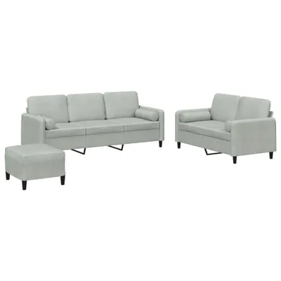 Obrázek produktu pro vidaXL 3dílná sedací souprava s polštáři Light Grey Velvet